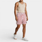 Vertical Stripe Drawstring Swim Shorts Relaxed Fit for Men