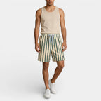 Vertical Stripe Drawstring Swim Shorts Relaxed Fit for Men