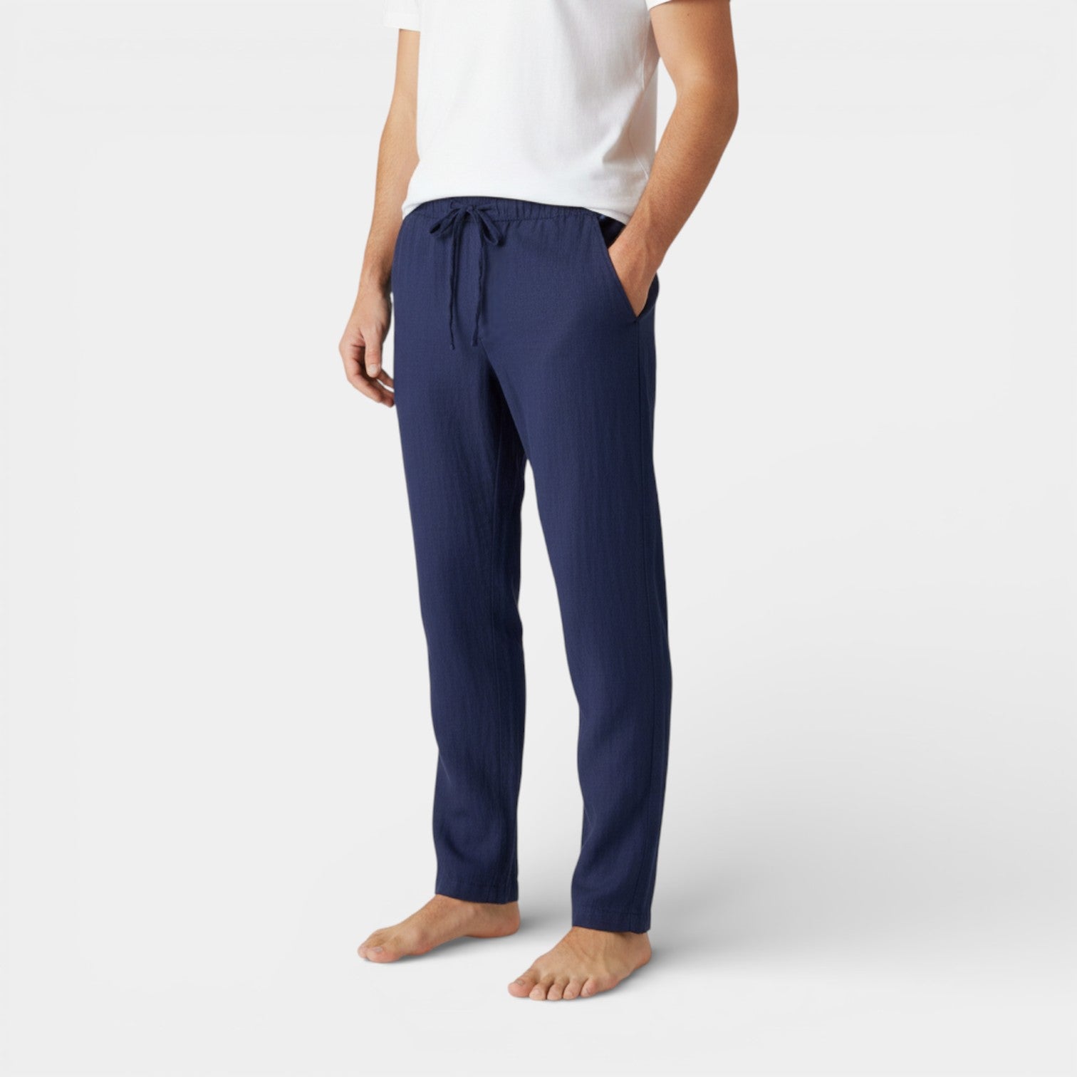 Drawstring Tapered Pants Relaxed Fit for Men
