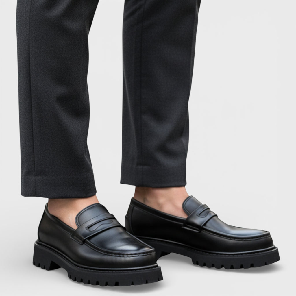 Slip-On Loafers Chunky Sole Vamp Strap for Men