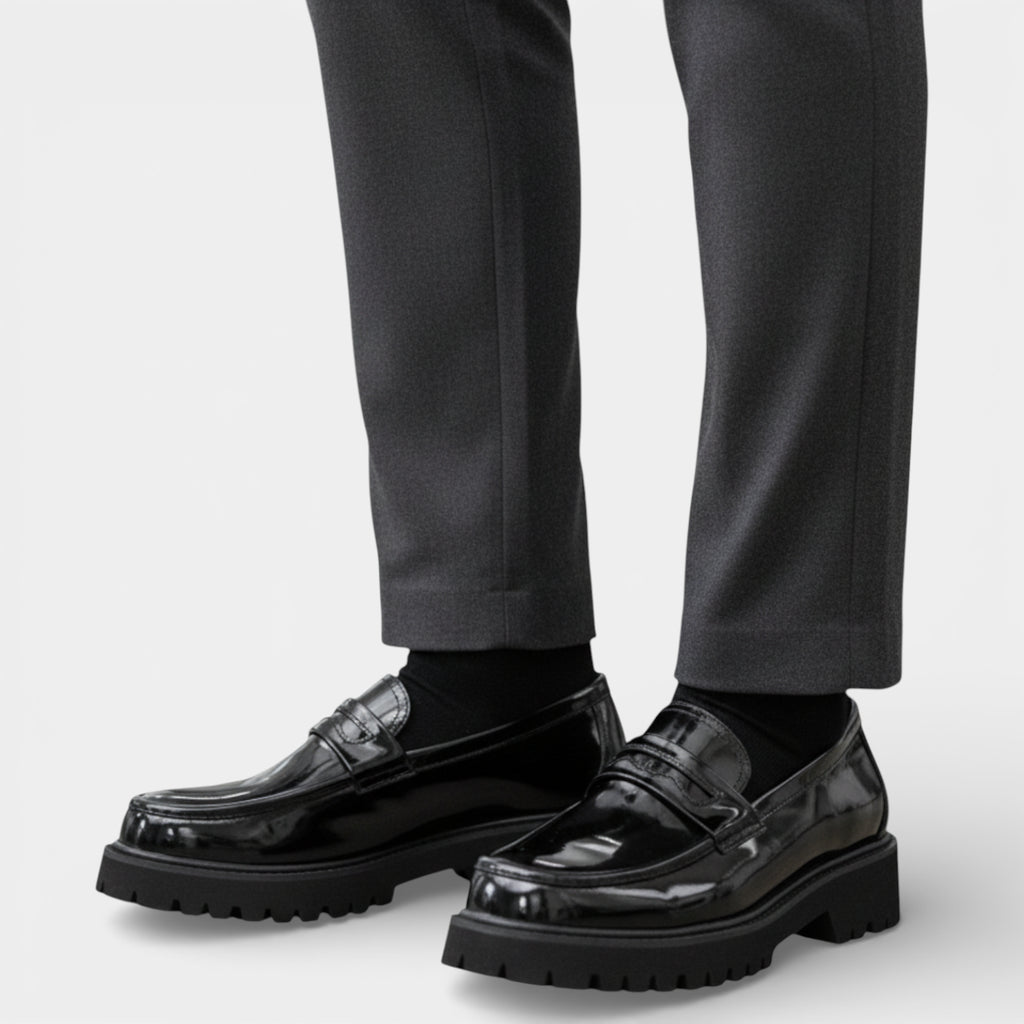 Slip-On Loafers Chunky Sole Vamp Strap for Men
