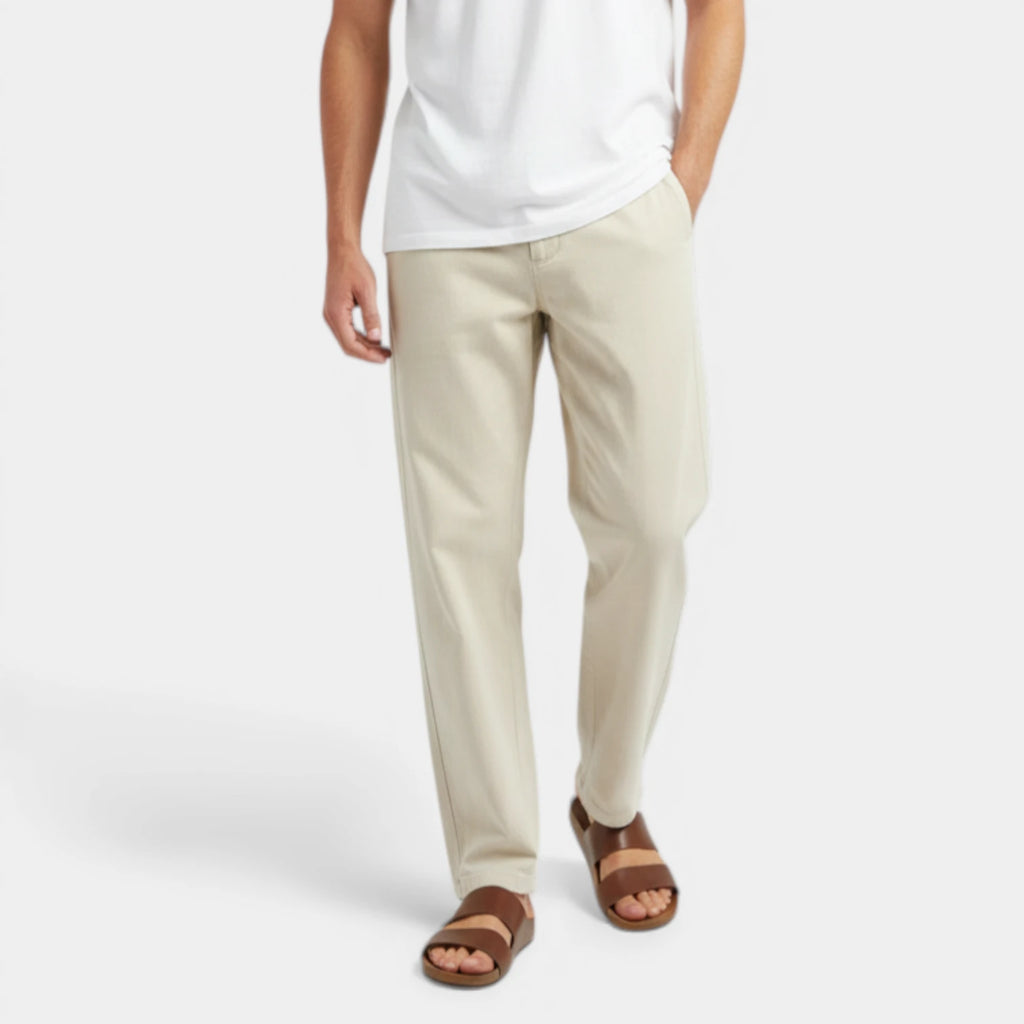 Tapered Pants Elastic Waist Flat Front for Men