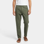 Tapered Pants Elastic Waist Flat Front for Men