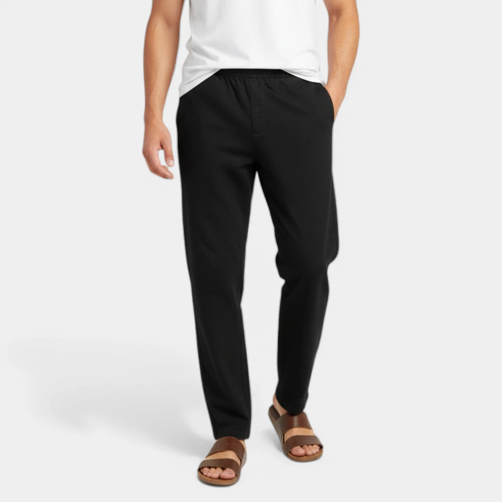 Tapered Pants Elastic Waist Flat Front for Men
