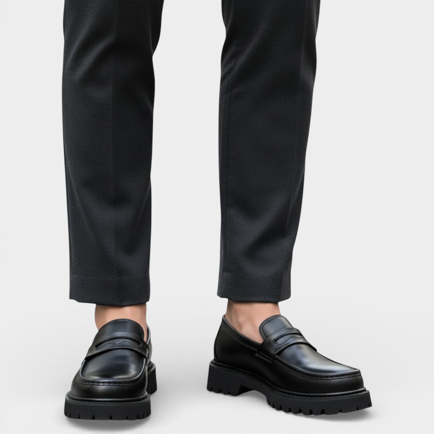 Slip-On Loafers Chunky Sole Vamp Strap for Men