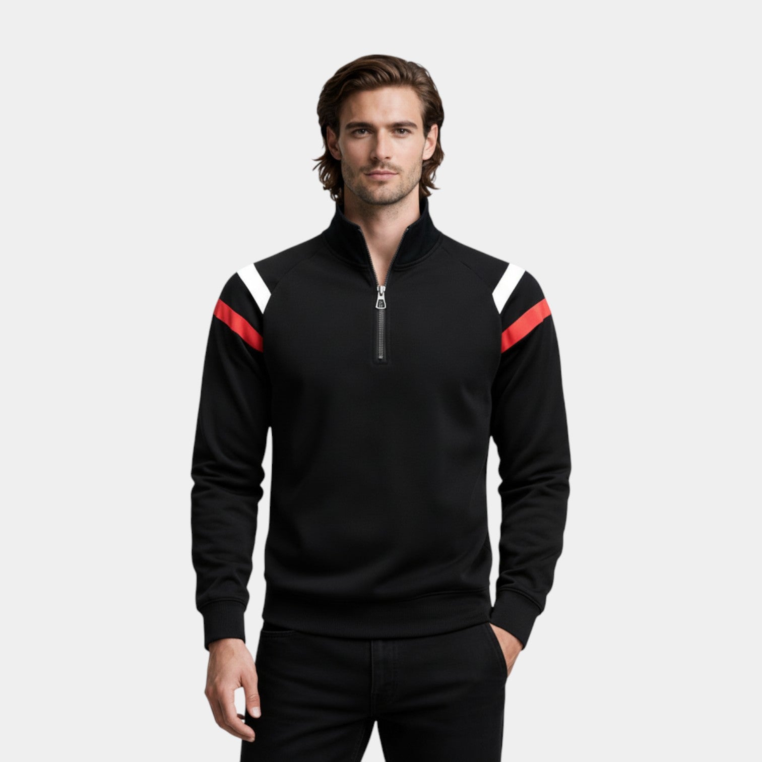 Quarter-Zip Pullover Sweater Regular Fit for Men