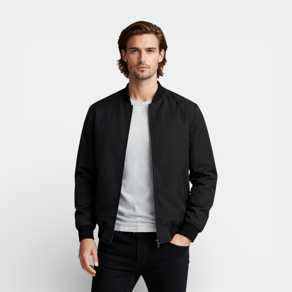 Zip-Front Stand Collar Jacket Regular Fit for Men