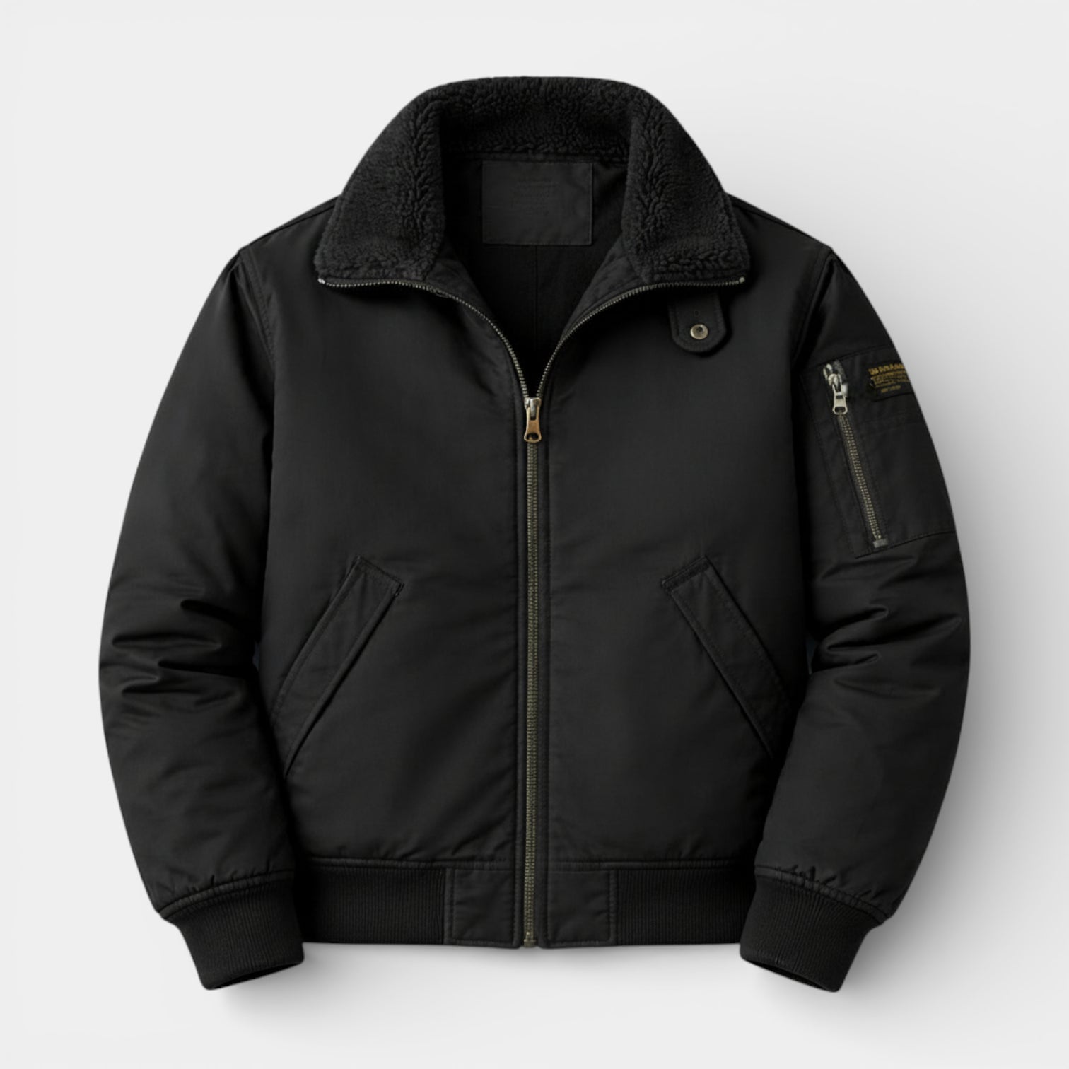 Fleece-Lined Zip-Front Utility Jacket Regular Fit for Men