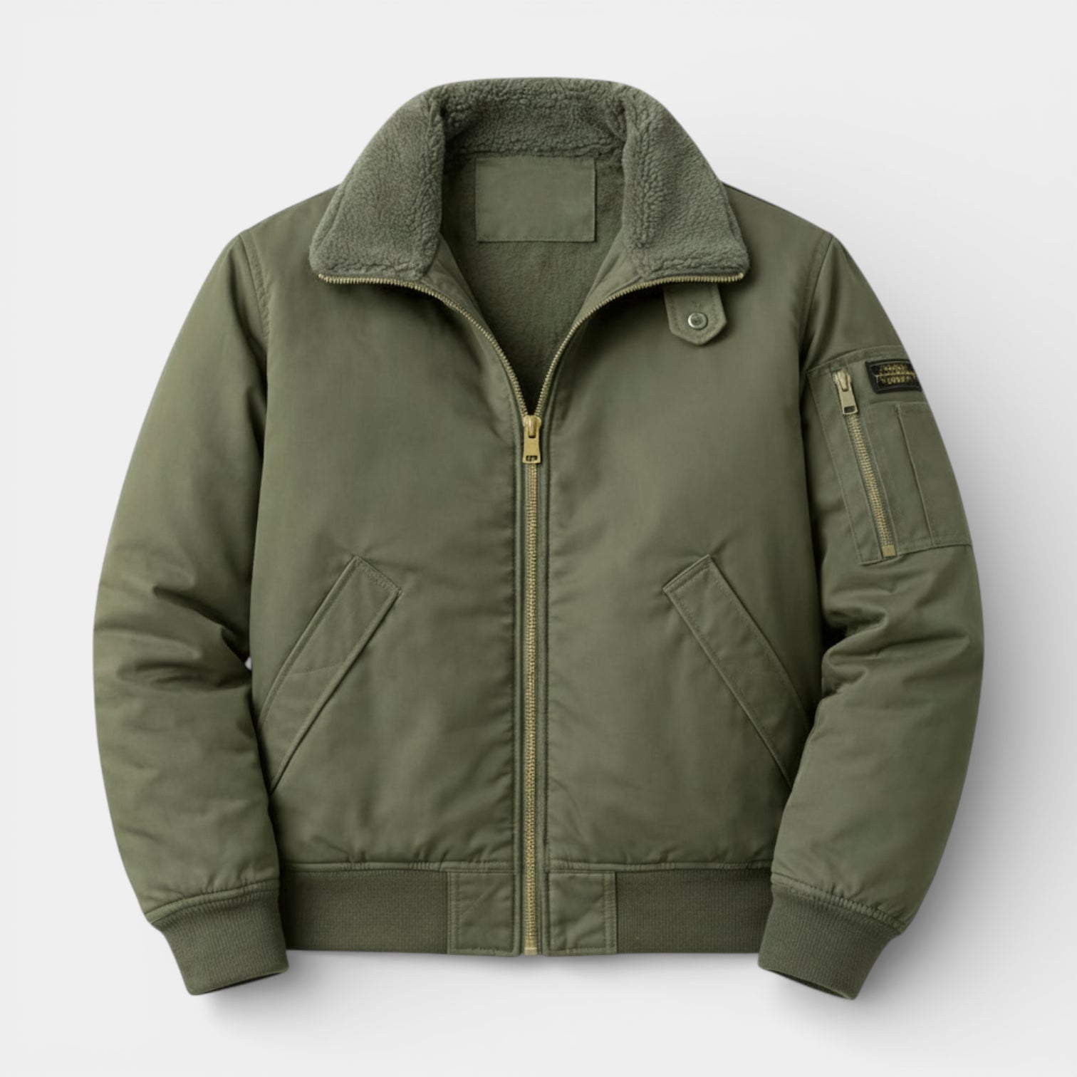 Fleece-Lined Zip-Front Utility Jacket Regular Fit for Men