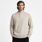 Ribbed Knit Henley Sweater Regular Fit for Men