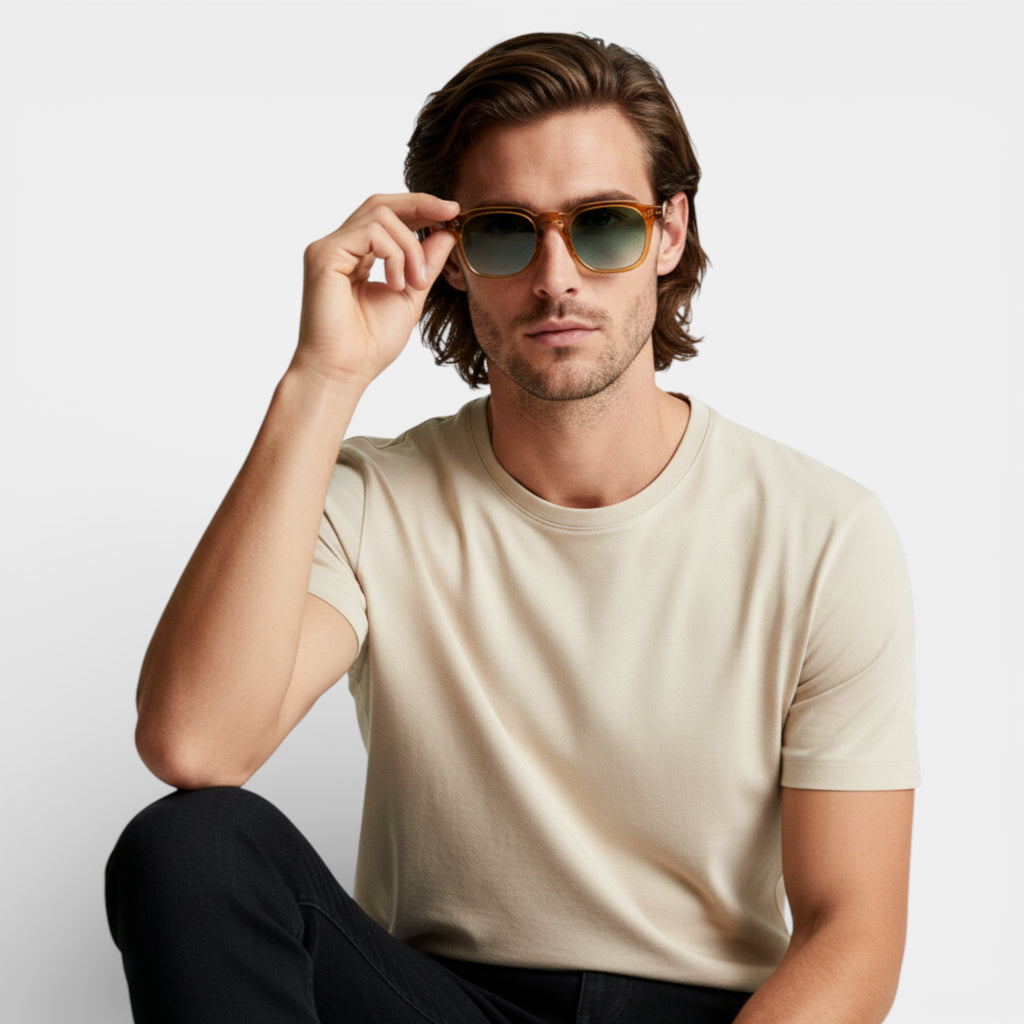 Square Frame Tinted Lens Sunglasses Full-Rim for Men