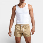 Solid Swim Shorts Elastic Drawstring Waist for Men