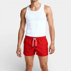 Solid Swim Shorts Elastic Drawstring Waist for Men