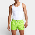 Solid Swim Shorts Elastic Drawstring Waist for Men