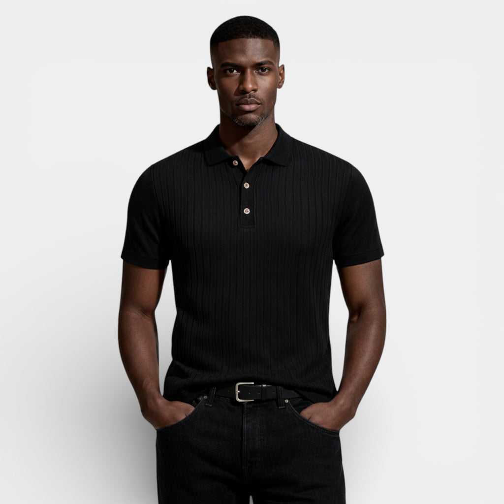 Short Sleeve Knit Polo Shirt Collared for Men