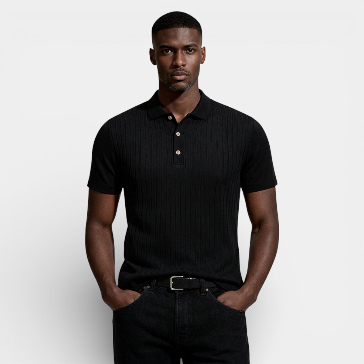 Short Sleeve Knit Polo Shirt Collared for Men