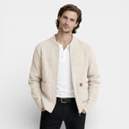 Zip-Up Rib Knit Cardigan Jacket Regular Fit for Men