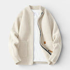 Zip-Up Rib Knit Cardigan Jacket Regular Fit for Men