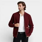 Zip-Up Rib Knit Cardigan Jacket Regular Fit for Men