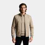 Zip-Up Stand Collar Jacket Ribbed Trim for Men