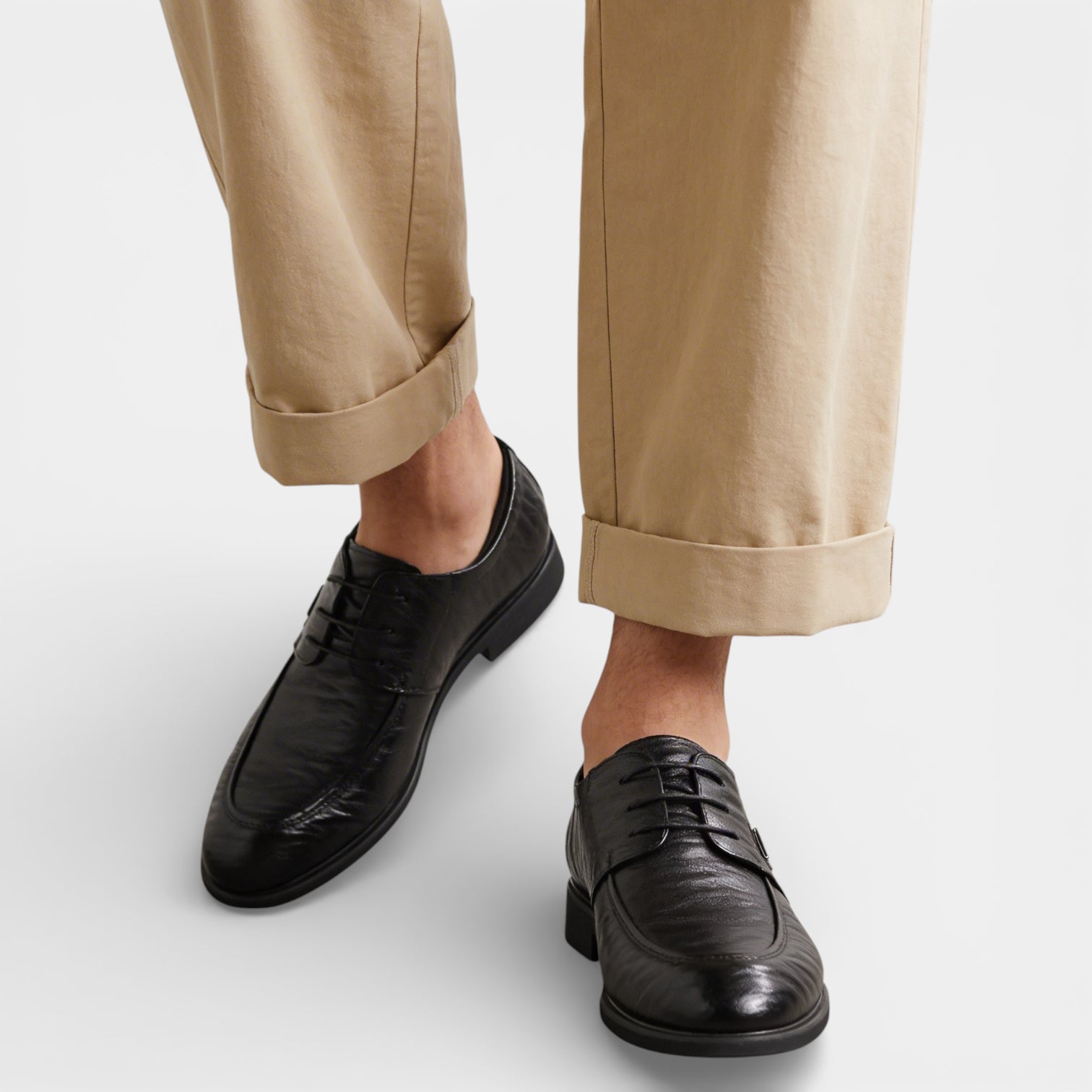 Lace-Up Derby Dress Shoes Smooth Rounded Toe for Men