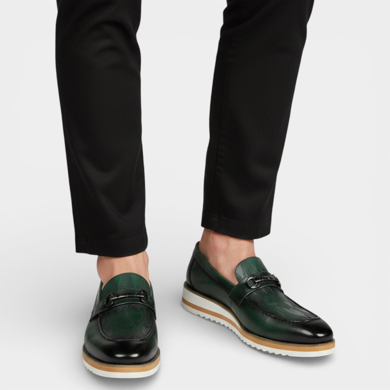 Slip-On Loafers Metal Bit Detail Patterned Upper for Men