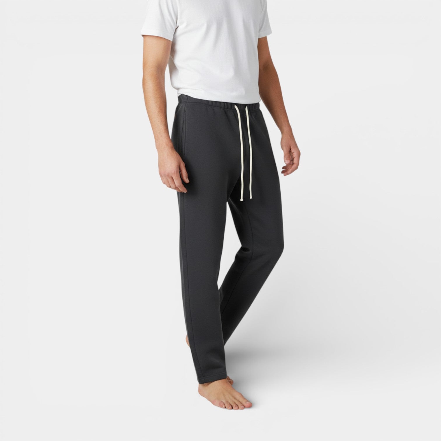 Knit Drawstring Pants Straight Leg Relaxed Fit for Men
