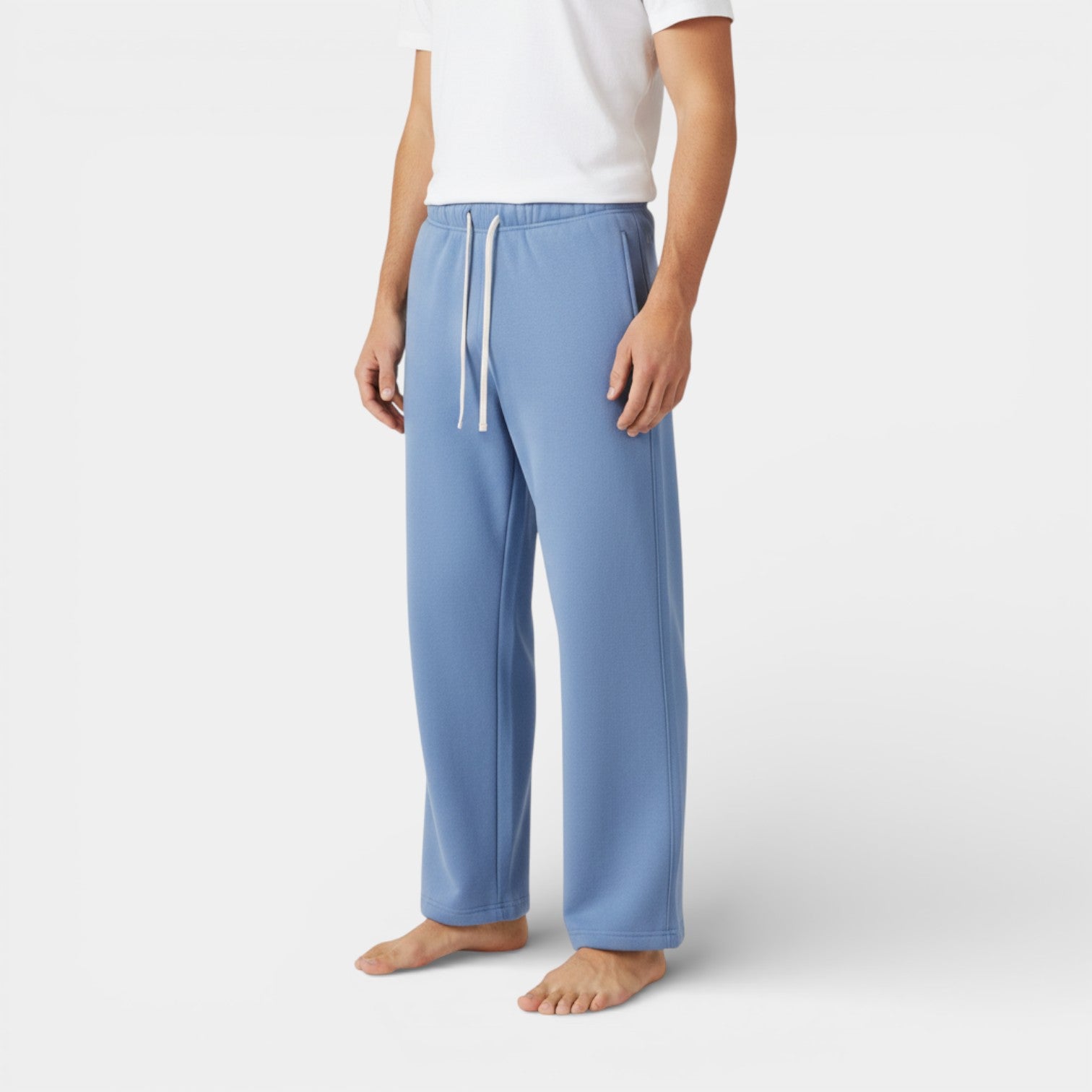 Knit Drawstring Pants Straight Leg Relaxed Fit for Men