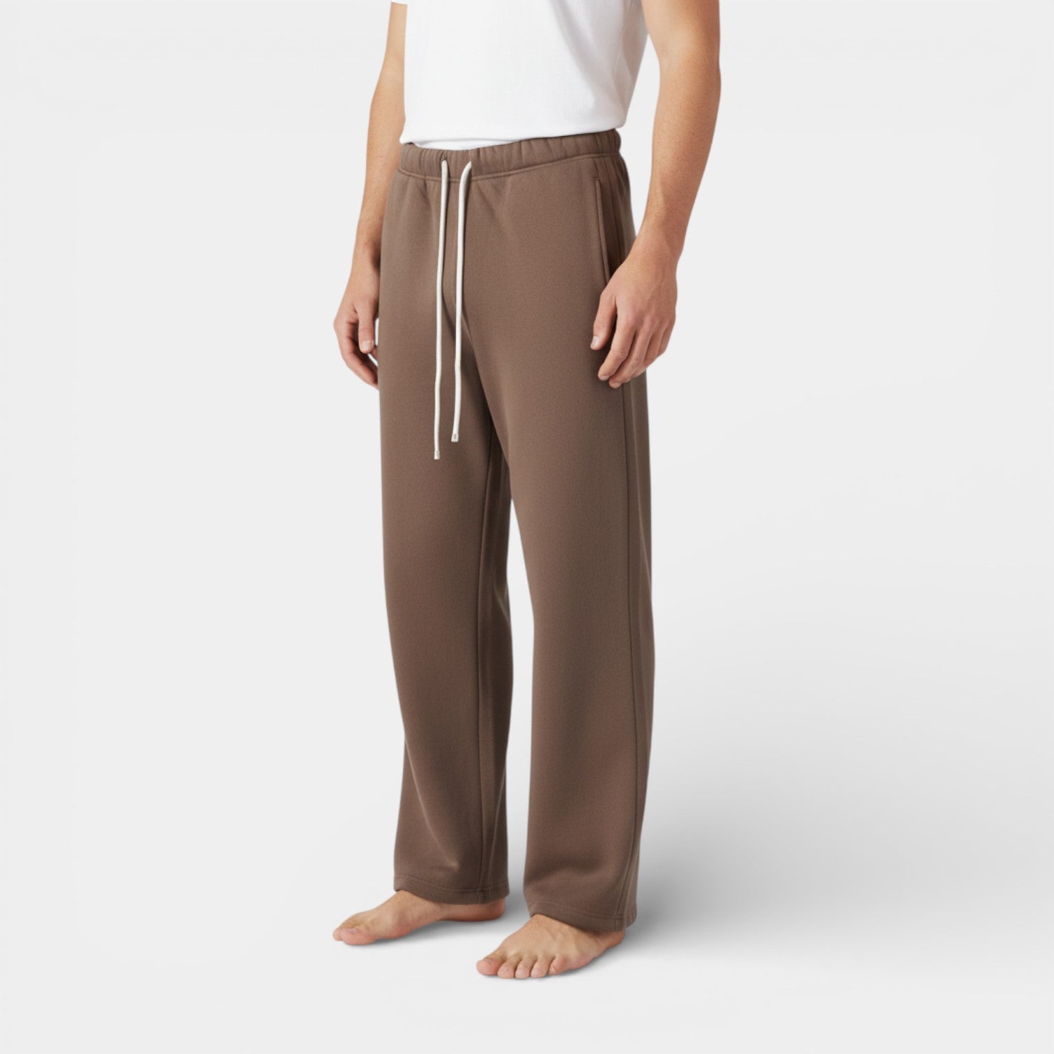 Knit Drawstring Pants Straight Leg Relaxed Fit for Men