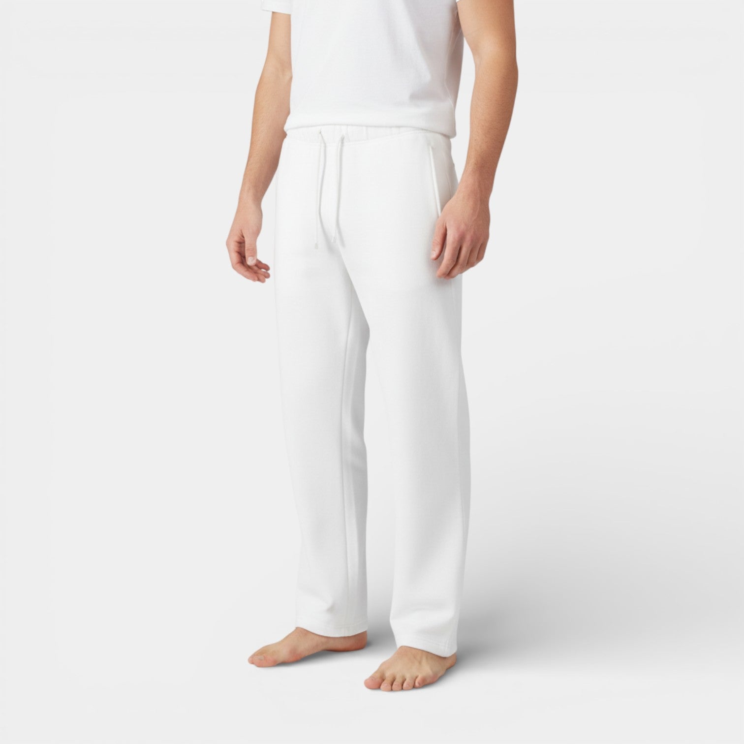 Knit Drawstring Pants Straight Leg Relaxed Fit for Men