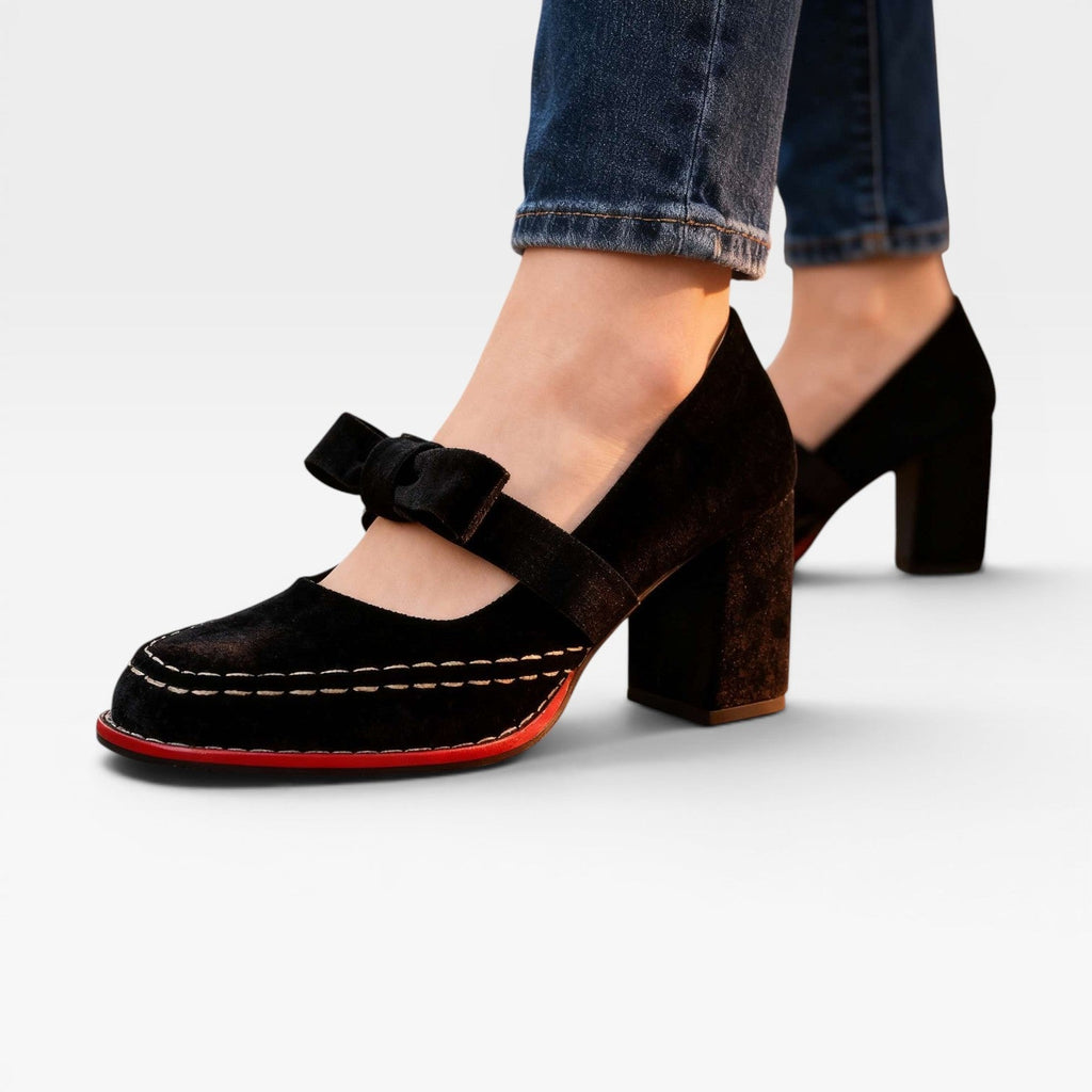 Women's Velvet Mary Jane Bow Pumps