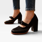 Women's Velvet Mary Jane Bow Pumps