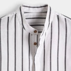 Vertical Stripe Mandarin Collar Shirt Regular Fit for Men