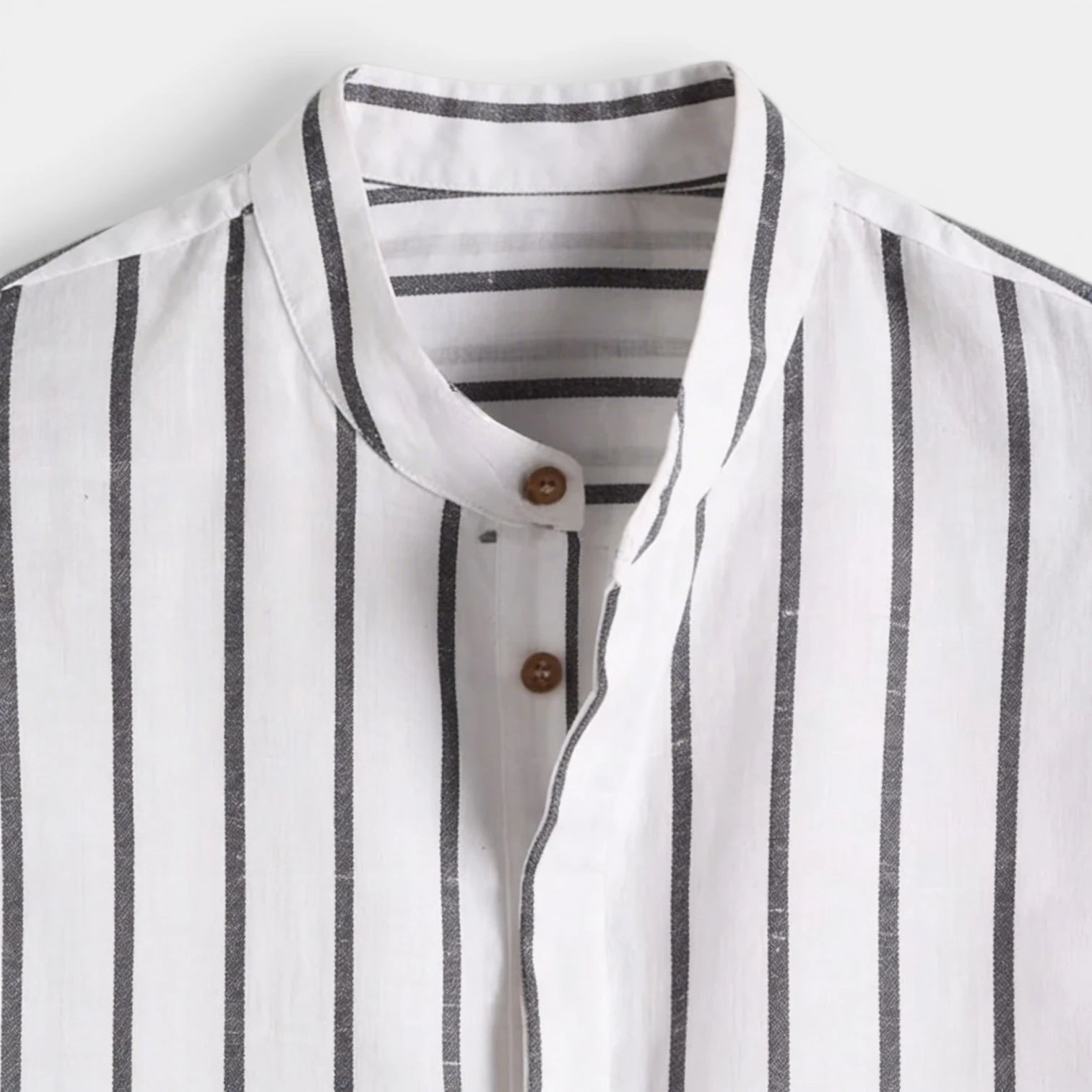 Vertical Stripe Mandarin Collar Shirt Regular Fit for Men