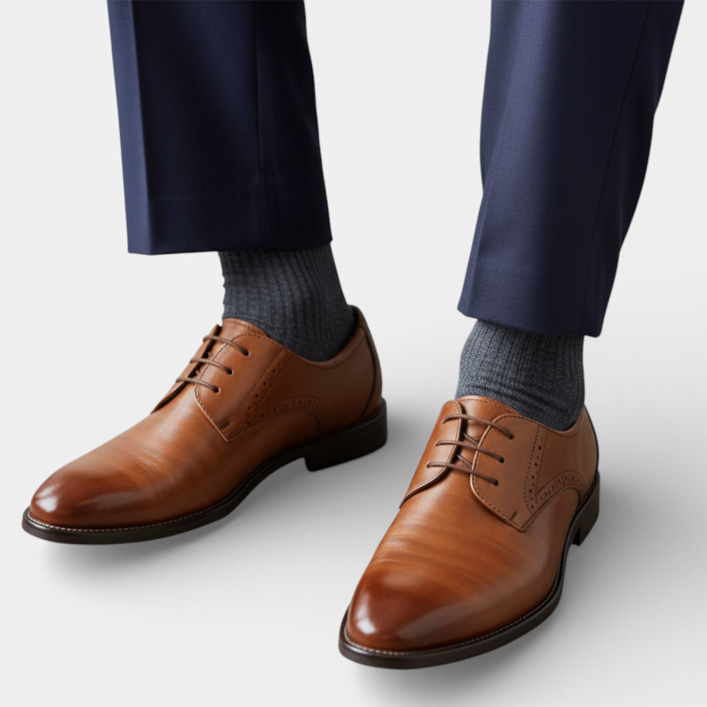 Lace-Up Derby Dress Shoes Smooth Toe for Men