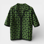 Short Sleeve Knit Shirt Square Pattern Button-Up for Men