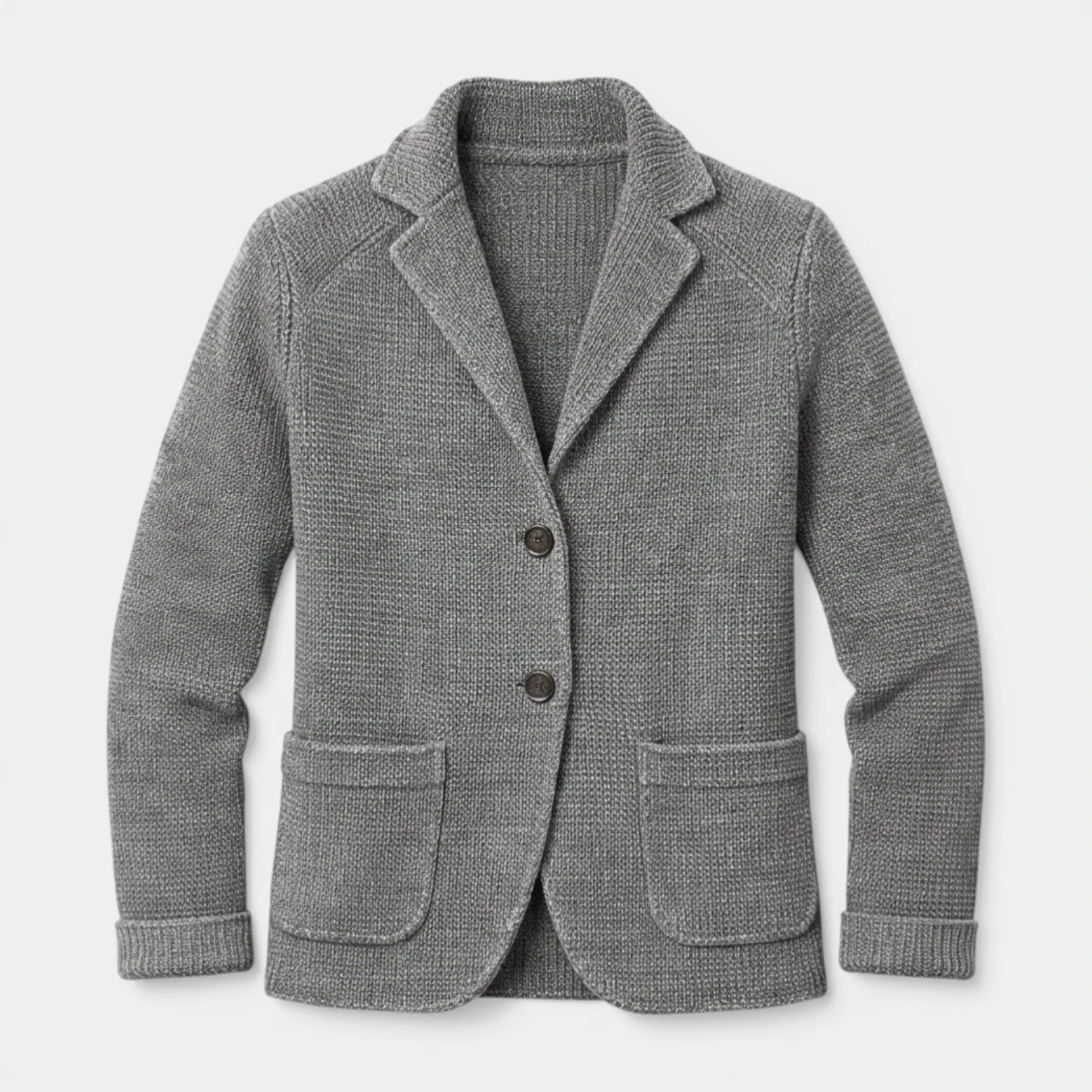 Button-Up Knit Blazer Waffle Weave Regular Fit for Men