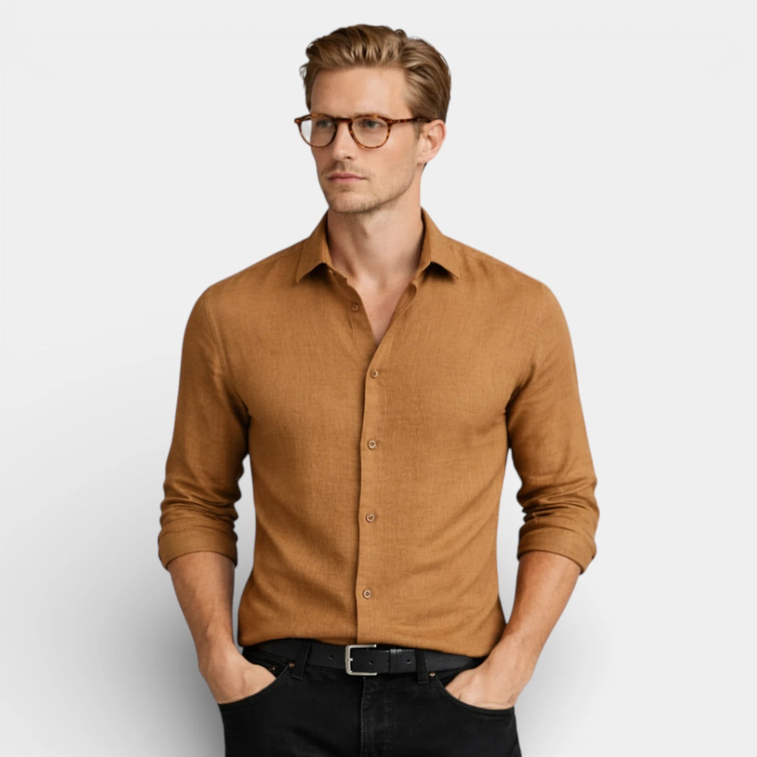 Button-Up Long Sleeve Shirt Regular Fit for Men