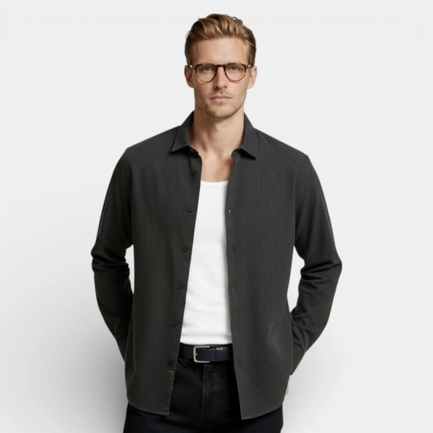 Button-Up Long Sleeve Shirt Regular Fit for Men