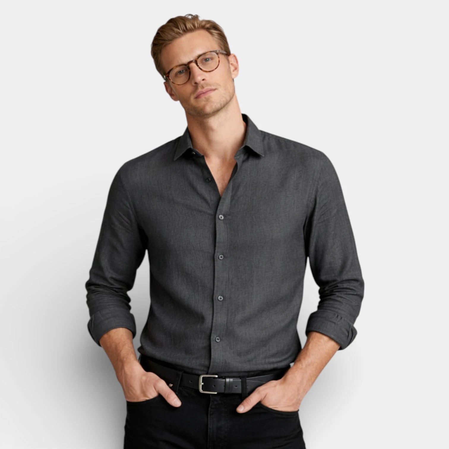Button-Up Long Sleeve Shirt Regular Fit for Men