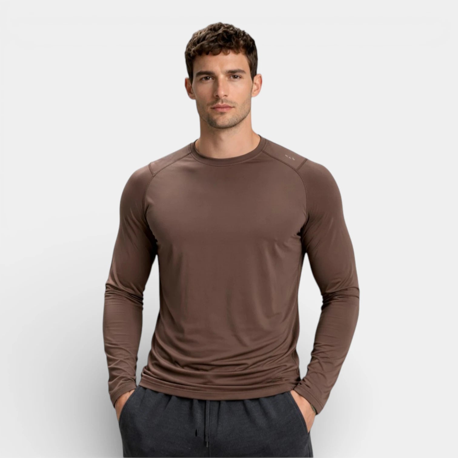 Crew Neck Raglan Long Sleeve Athletic Shirt for Men