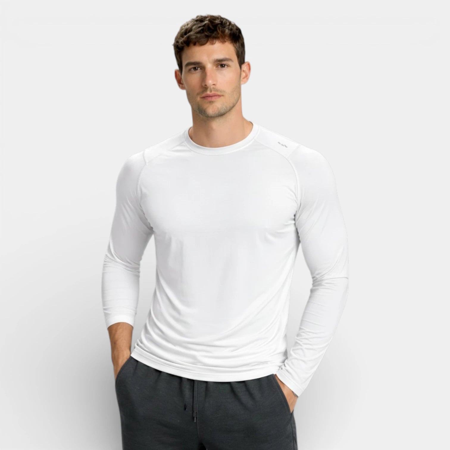Crew Neck Raglan Long Sleeve Athletic Shirt for Men