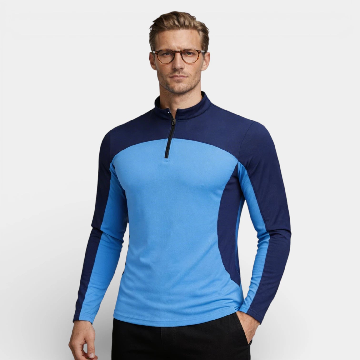 Quarter-Zip Pullover Stand Collar Regular Fit for Men