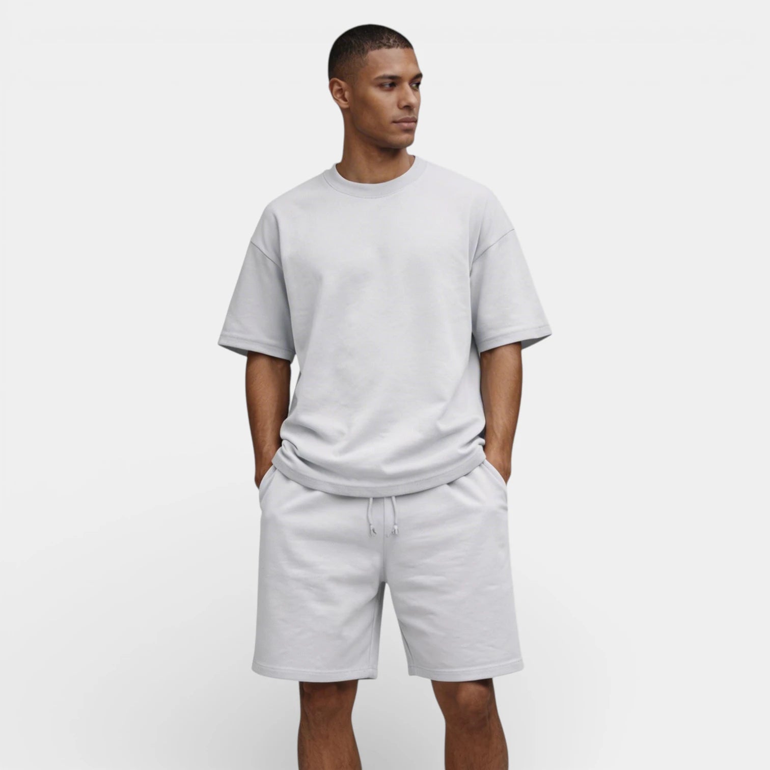 Short Sleeve Crew Neck Tee and Shorts Lounge Set for Men