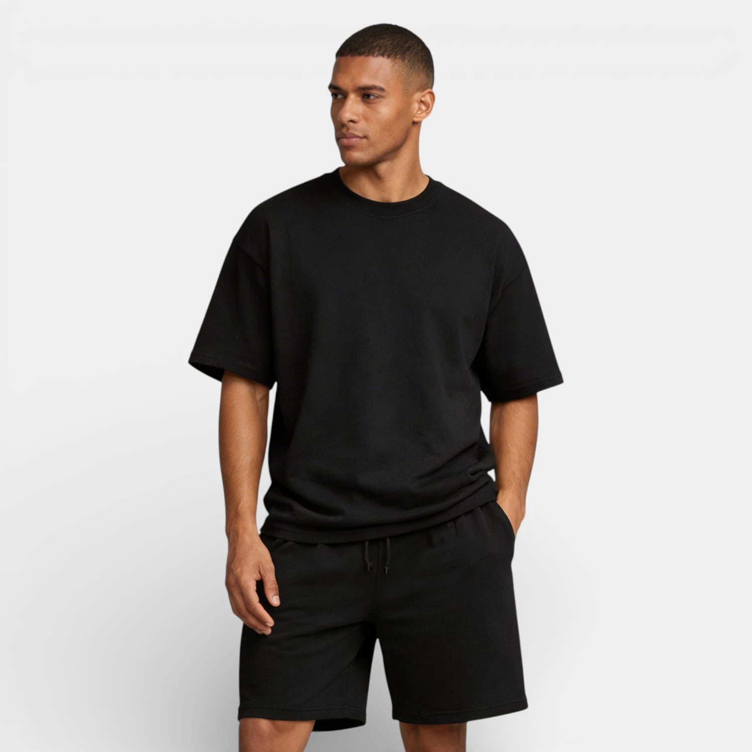 Short Sleeve Crew Neck Tee and Shorts Lounge Set for Men