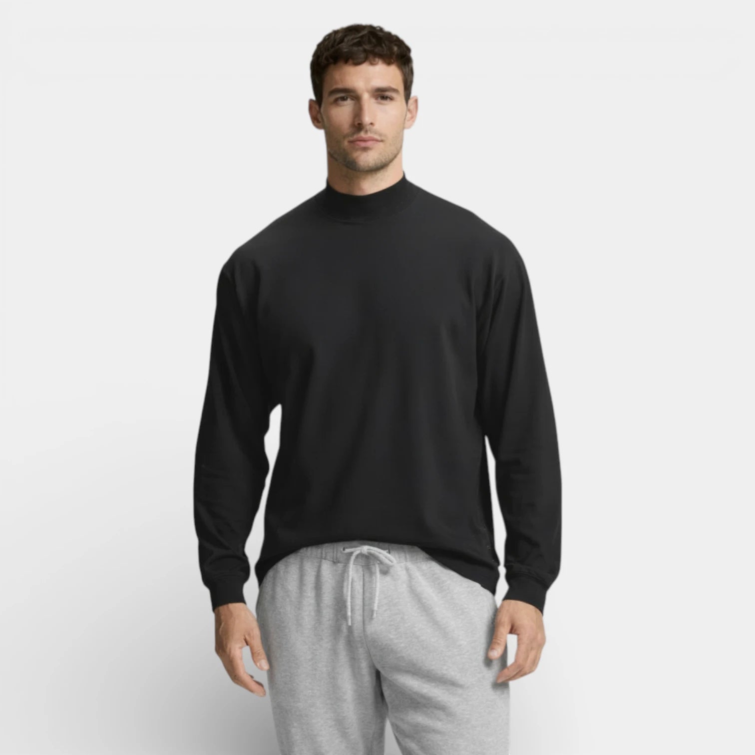 Mock Neck Long Sleeve Pullover Slim Fit for Men