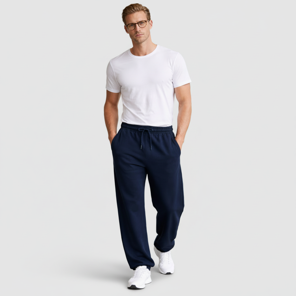 Straight Leg Drawstring Lounge Pants Relaxed Fit for Men