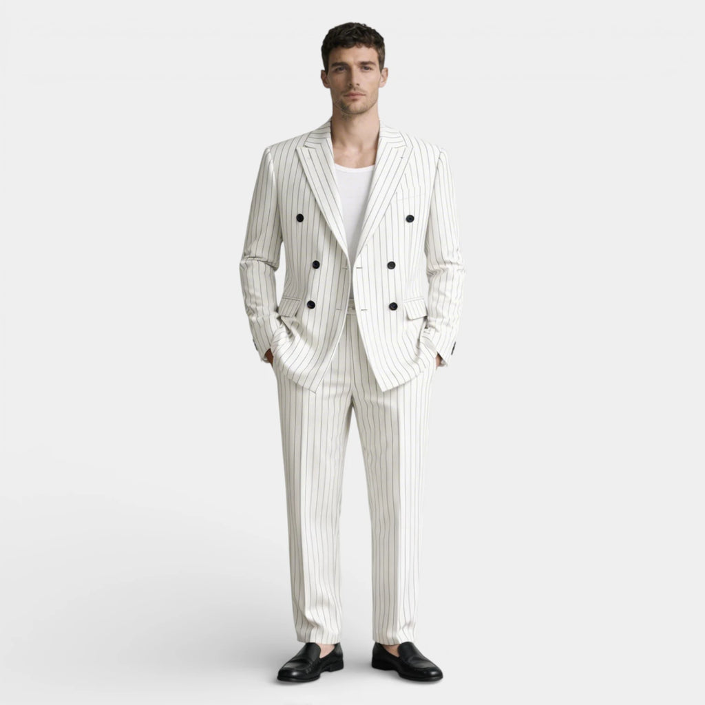 Double Breasted Pinstripe Suit Set for Men
