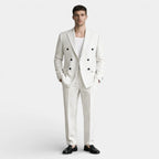 Double Breasted Pinstripe Suit Set for Men