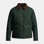 Quilted Zip-Up Jacket Diamond-Stitch Regular Fit for Men